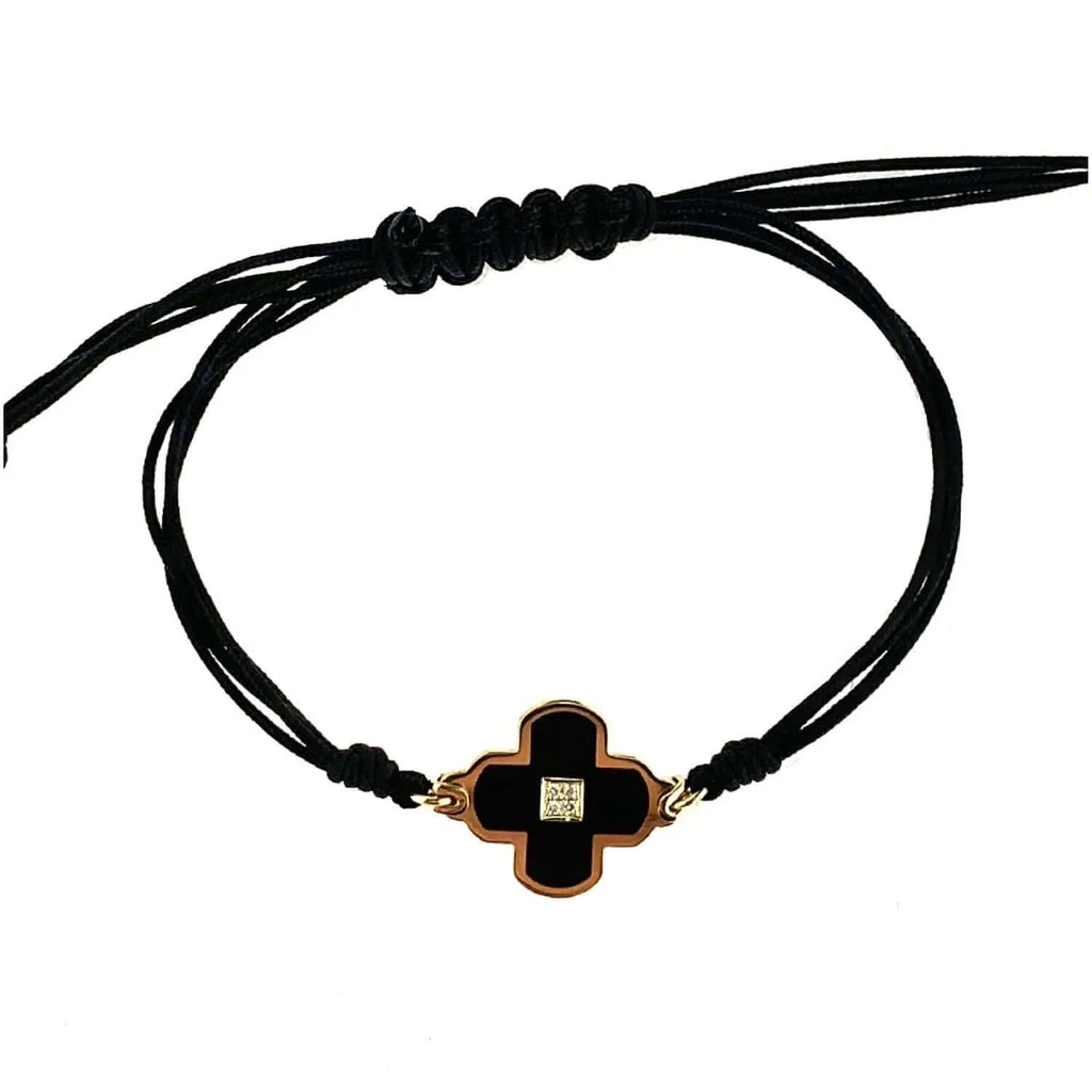 18K Gold & Diamond Black Cross Bracelet - Men's Luxury – Amalia J ...