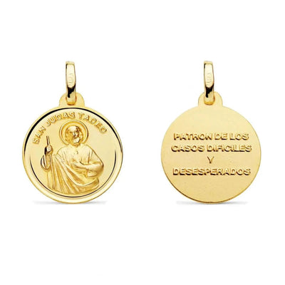 18 Karat Massives Gelbgold St. Judas Thaddäus Medaille 16 mm