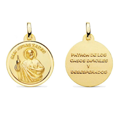 18 Karat Massives Gelbgold St. Judas Thaddäus Medaille 18 mm
