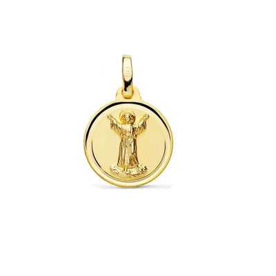 18K Solid Yellow Gold Small Round Divino Nino Medal 14mm